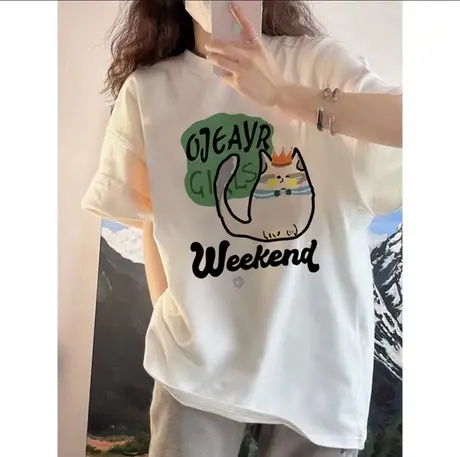 重磅纯棉短袖t恤女ins潮春装oversize宽松百搭港味chic半袖上衣夏商品大图