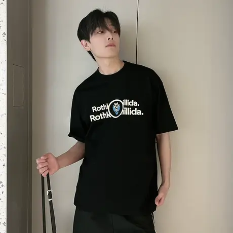 潮牌T恤夏季宽松印花字母短袖体恤上衣重磅潮男氛围感百搭T恤半袖商品大图