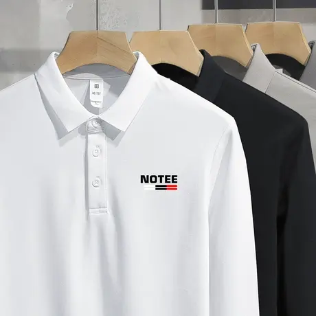 丝光珠地棉白色polo衫翻领t恤男长袖潮流印花打底衫保罗有领秋衣商品大图