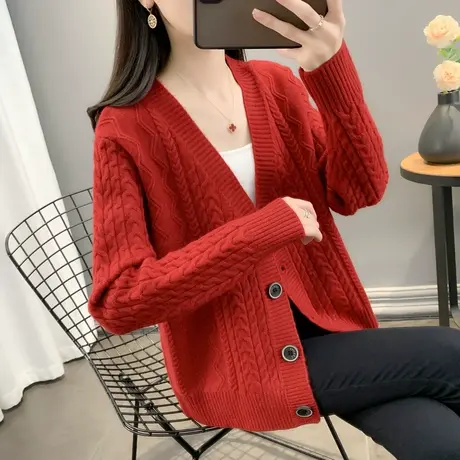 秋冬新款女装2023年上衣韩版宽松毛衣针织开衫纯色宽松上衣爆款潮商品大图