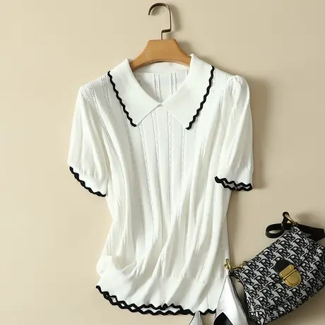 短袖t恤女装夏装2023年新款ins潮冰丝打底衫内搭宽松方领上衣夏季商品大图