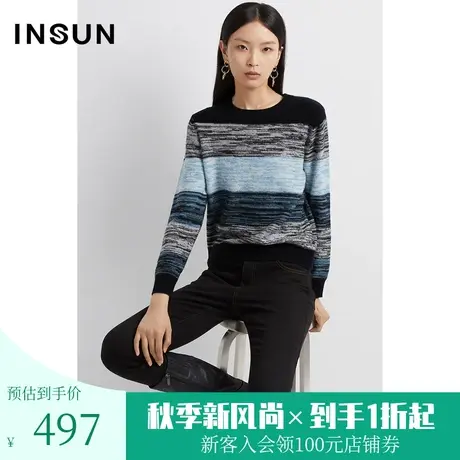 [自然环保]恩裳2022年冬季100%绵羊毛条纹花纱针织衫图片