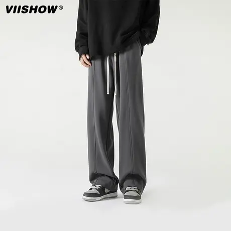 VIISHOW美式卫裤男春秋纯色百搭高街休闲长裤潮牌宽松直筒运动裤图片