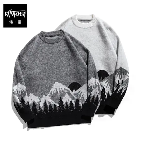 伟臣秋冬加厚男士大码毛衣胖子加肥加大宽松针织衫肥佬打底衫套头商品大图