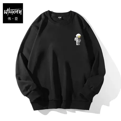 伟臣潮牌大码男装春季圆领卫衣胖子加肥加大青年学生纯棉套头外套商品大图