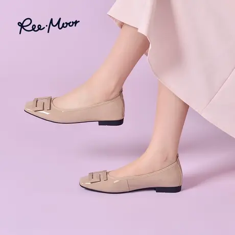 REEMOOR睿慕夏季舒适软底蛋卷鞋真皮羊皮垫低跟浅口平底鞋单鞋女商品大图