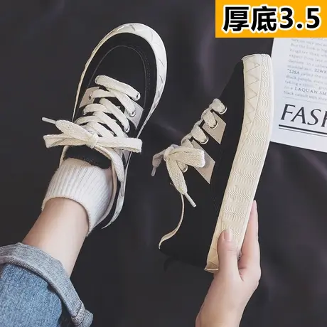 帆布鞋女鞋2023新款春秋季厚底大头鞋韩版百搭ins潮女学生板鞋子商品大图