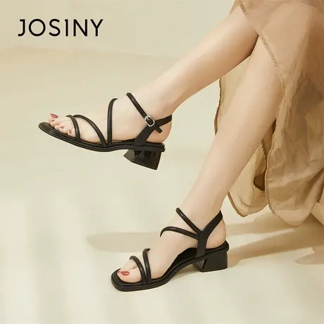 Josiny/卓诗尼平底凉鞋女2024年新款春夏季不累脚简约粗跟单鞋子商品大图