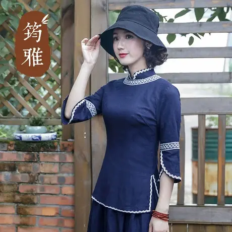 唐装女中国风盘扣旗袍上衣时尚中式汉服修身显瘦民国风复古女装图片
