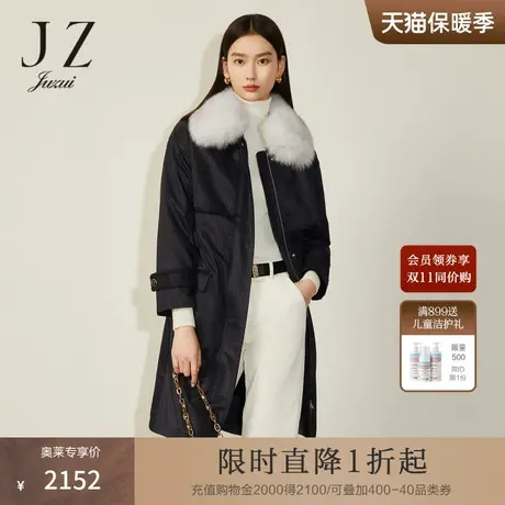 JZ玖姿千鸟格派克服女装2022冬季新款休闲风衣外套商品大图