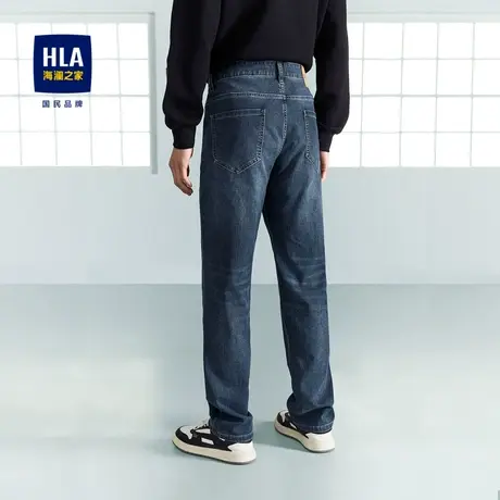 HLA/海澜之家时尚直筒牛仔裤23春秋新款刺绣腰里基础五袋款裤子男商品大图