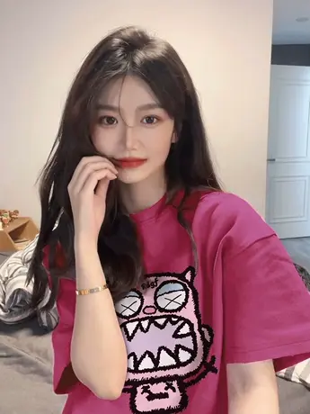 t恤女短袖纯棉大码胖mm韩系慵懒风显白ins潮夏季百搭显瘦甜辣上衣商品大图