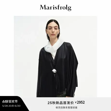 【进口面料】Marisfrolg玛丝菲尔2025秋新款不对称门襟黑色外套图片