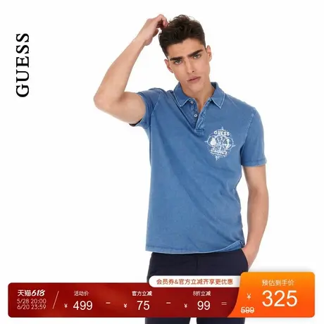 GUESS25年新款夏季男士时尚经典polo翻领纯棉短袖T恤-M5RP10KCMY0商品大图