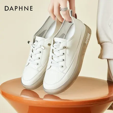 达芙妮真皮小白鞋女款2026新款春秋爆款软牛皮一脚蹬百搭休闲板鞋图片