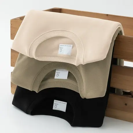 320g重磅卫衣男春秋季加绒加厚秋冬纯色圆领无帽长袖t恤潮流百搭商品大图