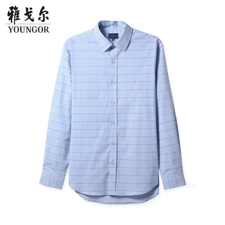 雅戈尔奥莱 商场同款男士长袖衬衫秋季新款官方棉质长袖格子衬衣商品大图