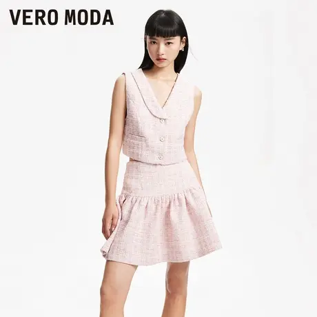 Vero Moda奥莱马甲女春秋新款时尚少女减龄气质小香风V领上衣流行图片