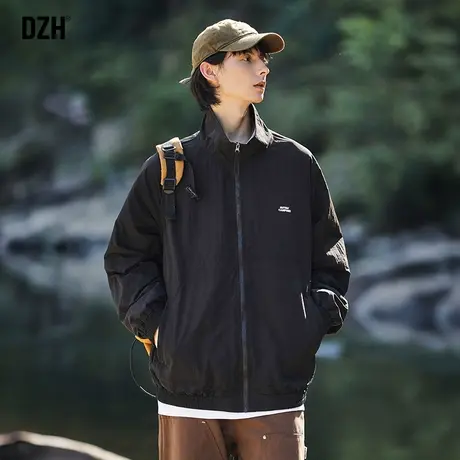 男士立领夹克外套男春秋潮流百搭2023新款户外机能冲锋衣休闲上衣商品大图