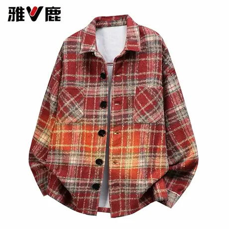 雅鹿2026春秋季新款情侣款港风复古宽松长袖衬衫时尚亲肤舒适衬衣图片