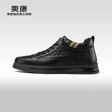 Aokang奥康2024秋季新款时尚菱格松紧带板鞋舒适休闲运动商品大图