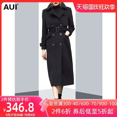 黑色气质百搭中长款过膝毛呢外套女冬2023新款欧货显瘦呢子大衣潮图片