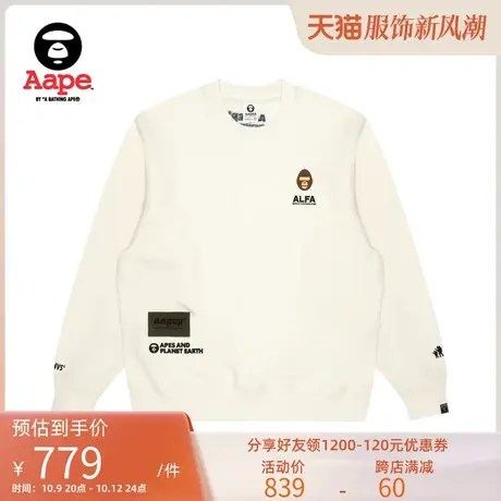 Aape旗舰店男装秋冬猿人军团徽章字母刺绣薄绒圆领卫衣A342XXL图片