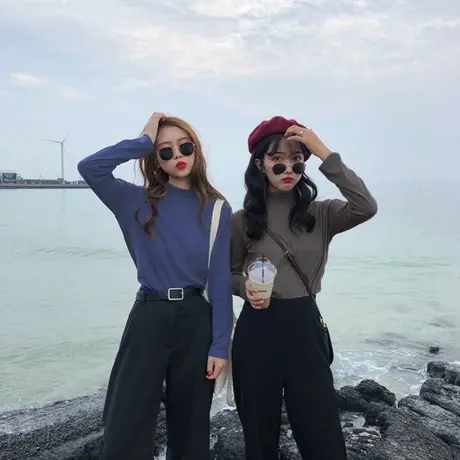 半高领打底衫女装秋冬百搭2023新款春秋季纯色长袖T恤内搭上衣服图片