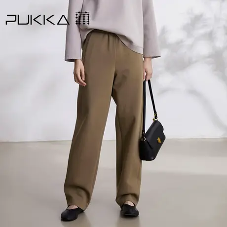 蒲PUKKA 秋冬新品全橡筋腰简约遮肉显瘦直筒萝卜裤图片