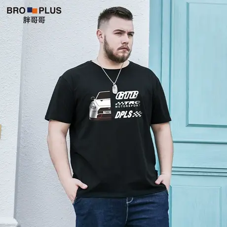胖哥哥2023新款短袖男t恤宽松透气印花半袖加肥加大码胖子休闲T恤商品大图
