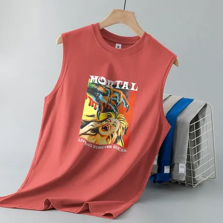 230g重磅纯棉背心男士夏季健身无袖t恤跨栏篮球美式潮流运动坎肩商品大图