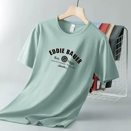 莫代尔冰丝t恤男士短袖潮牌印花圆领上衣服体恤夏季凉感速干半袖商品大图