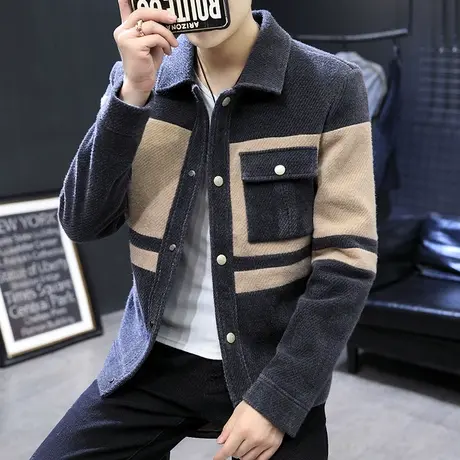 2023男士秋季新款外套韩版潮流工装上衣修身休闲时尚帅气秋冬夹克商品大图