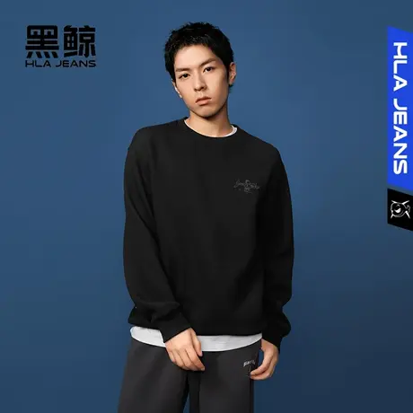 黑鲸HLAJEANS海澜之家旗下潮牌发泡印花圆领卫衣男宽松套头上衣图片