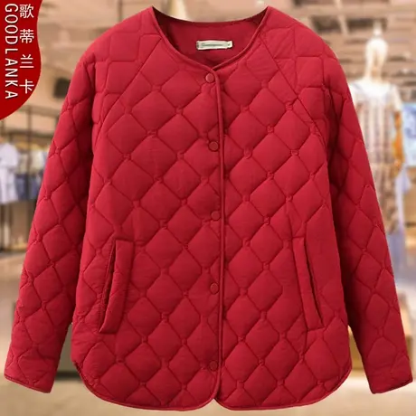 加肥加大码胖妈妈冬季加厚小棉衣宽松洋气百搭轻薄款羽绒棉服外套商品大图