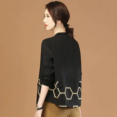 韩潮袭人立领拼接刺绣长袖黑色外套女2024春季新款休闲百搭棒球服图片