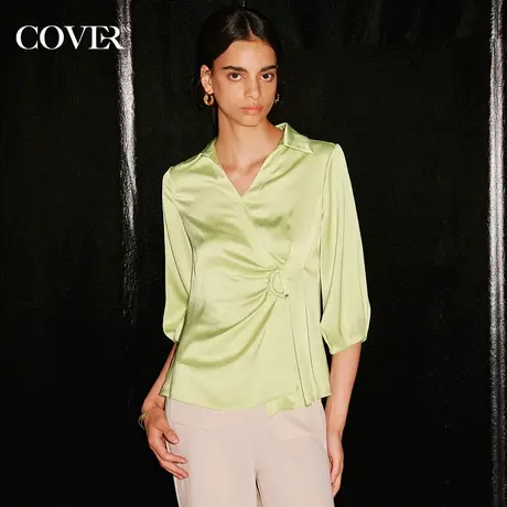 COVER秋季泡泡肌理灯笼袖褶皱衬衫商品大图