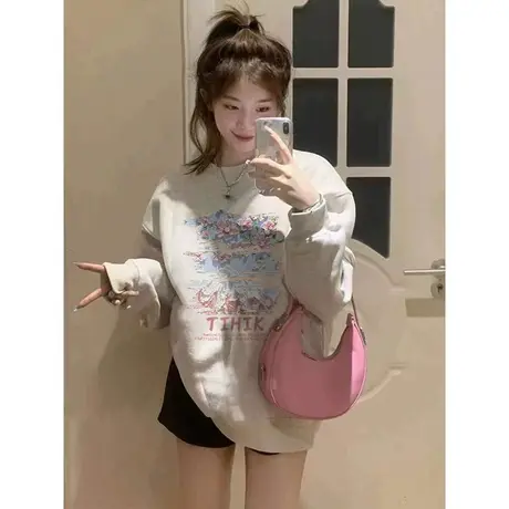 美式复古hiphop潮牌卫衣女春秋薄款宽松oversize慵懒风小个子外套商品大图