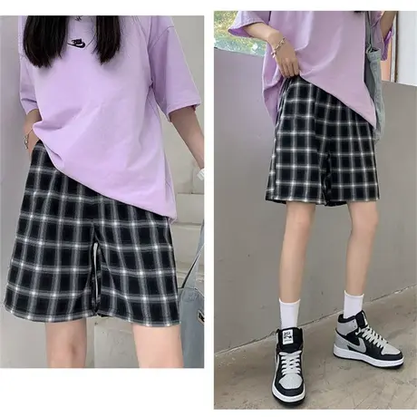 冰丝短裤女夏季薄款2024年新款宽松高腰直筒休闲阔腿运动五分裤子图片