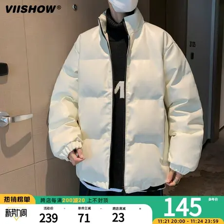 VIISHOW羽绒棉衣男士立领冬季外套短款面包服潮流宽松棉袄PU皮衣图片