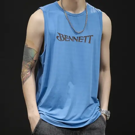 轻薄冰丝t恤背心男夏季坎肩男士无袖跨栏运动健身篮球男款速干感图片