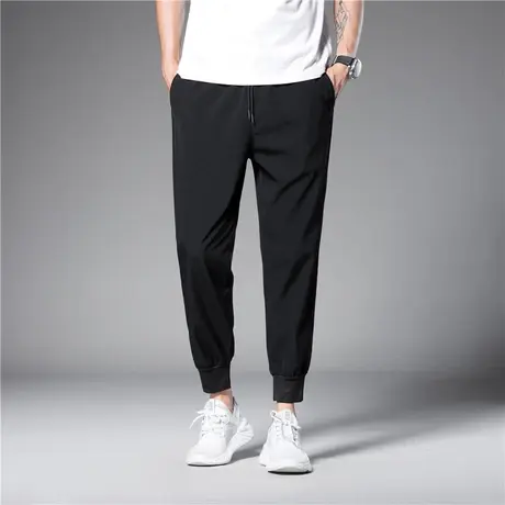 束脚裤夏季薄款男士修身小脚九分休闲春秋运动弹力卫裤冰丝长裤子商品大图