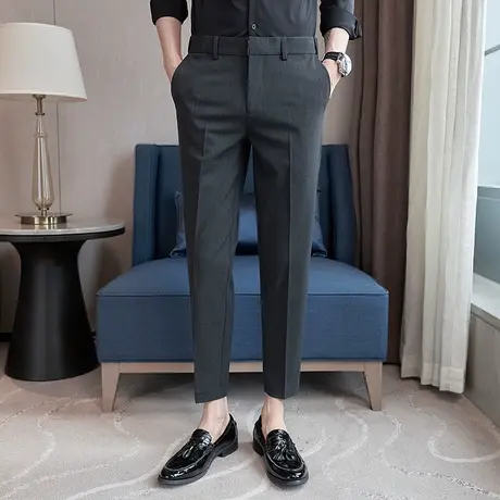 春夏季薄款小西裤男士商务九分西装裤潮流高级感修身韩版休闲裤子商品大图