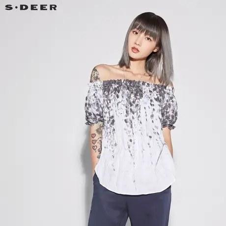 sdeer圣迪奥女装文艺宽松套头清新碎花娃娃衫S18280434图片