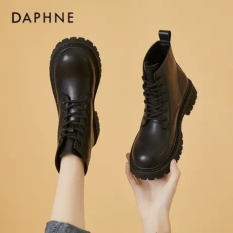 达芙妮马丁靴女2021年新款冬季加绒厚底时尚洋气短靴女短筒女靴子商品大图