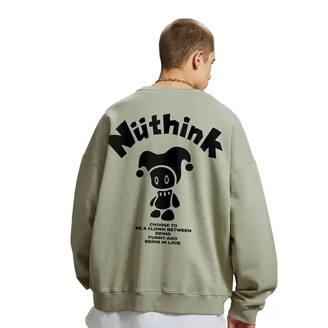 Nuthink美式潮牌加绒加厚小丑圆领卫衣男潮宽松大码男士保暖上衣商品大图