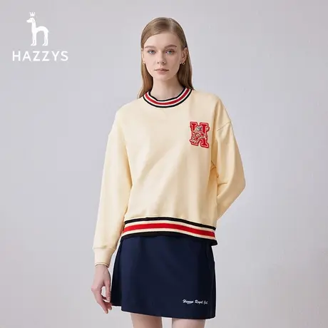 【龙年限定】Hazzys哈吉斯2024春季龙年新款休闲上衣圆领卫衣女图片