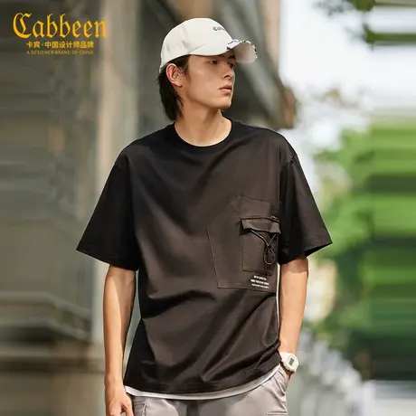 Cabbeen卡宾男装反光银字母T恤款结构贴袋青年潮图片