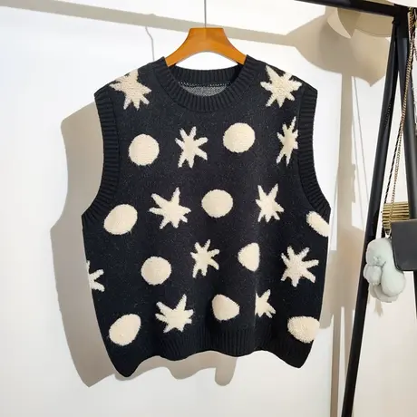 毛衣马甲背心女秋冬新款宽松圆领时尚百搭无袖针织衫马夹坎肩外套商品大图