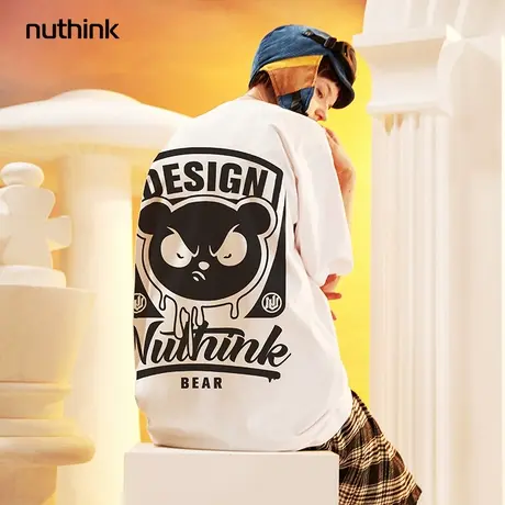 欧美hiphop街头oversize小熊短袖T恤男潮国潮大码男装夏季情侣装商品大图